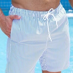 Manfinity Swimmode Men Resort Swimming Pool Striped Printed Beach Shorts